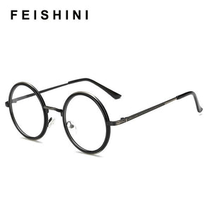 Feishini Myopia Eyeglasses frames Men Round Glasses Clear Vision Optical Glasses Frame Women Vintage Prescription Transparent