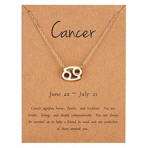 Female Elegant Star Zodiac Sign 12 Constellation Necklaces Pendant Charm Gold Chain Choker Necklaces for Women Jewelry Cardboard