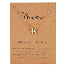 Carica l&#39;immagine nel visualizzatore di Gallery, Female Elegant Star Zodiac Sign 12 Constellation Necklaces Pendant Charm Gold Chain Choker Necklaces for Women Jewelry Cardboard