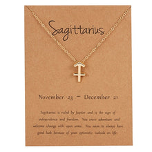 Carica l&#39;immagine nel visualizzatore di Gallery, Female Elegant Star Zodiac Sign 12 Constellation Necklaces Pendant Charm Gold Chain Choker Necklaces for Women Jewelry Cardboard