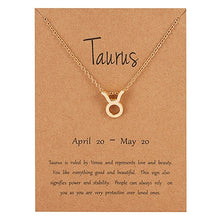 Carica l&#39;immagine nel visualizzatore di Gallery, Female Elegant Star Zodiac Sign 12 Constellation Necklaces Pendant Charm Gold Chain Choker Necklaces for Women Jewelry Cardboard