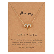 Carica l&#39;immagine nel visualizzatore di Gallery, Female Elegant Star Zodiac Sign 12 Constellation Necklaces Pendant Charm Gold Chain Choker Necklaces for Women Jewelry Cardboard