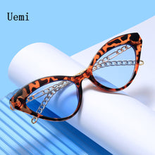 Load image into Gallery viewer, Female Cat Eye Sunglasses For Women Gold Chain Decoration  Brand Design Shades Eyewear Leopard Sun Glasses UV400