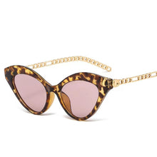 Load image into Gallery viewer, Female Cat Eye Sunglasses For Women Gold Chain Decoration  Brand Design Shades Eyewear Leopard Sun Glasses UV400