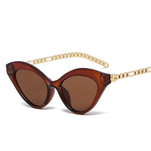 Load image into Gallery viewer, Female Cat Eye Sunglasses For Women Gold Chain Decoration  Brand Design Shades Eyewear Leopard Sun Glasses UV400