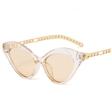 Load image into Gallery viewer, Female Cat Eye Sunglasses For Women Gold Chain Decoration  Brand Design Shades Eyewear Leopard Sun Glasses UV400