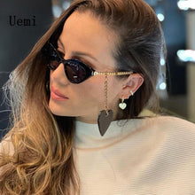 Load image into Gallery viewer, Female Cat Eye Sunglasses For Women Gold Chain Decoration  Brand Design Shades Eyewear Leopard Sun Glasses UV400