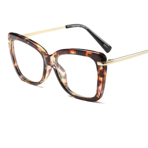Female Square Eyeglasses Sexy Leopard  Brand Transparent Women's Glasses Frame  Oversized Prescription Glasses