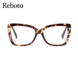 Female Square Eyeglasses Sexy Leopard  Brand Transparent Women's Glasses Frame  Oversized Prescription Glasses