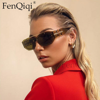 Fenqiqi 2023 Sunglass Double Bridges Rectangle Candy Colors Sun Glasses UV400 Statement sunglasses