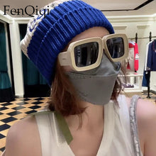 Load image into Gallery viewer, Fenqiqi Brand Square Sunglasses Big Designer Checkerboard Printting Shades Sunglasses Women 2023