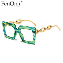 Load image into Gallery viewer, Fenqiqi Square Anti Blue Light Glasses Women 2023 Brand Designer Oversized Blue Leopard Glasses Frame Lentes Opticos Para Mujer