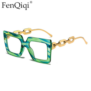 Fenqiqi Square Anti Blue Light Glasses Women 2023 Brand Designer Oversized Blue Leopard Glasses Frame Lentes Opticos Para Mujer