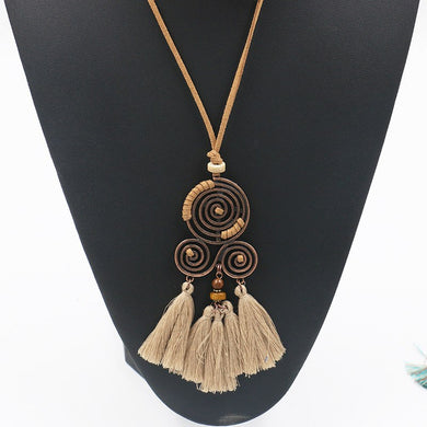 2018 new fashion weaving long tassels collar choker necklace pendants vintage statement necklace women Jewelry wholesale