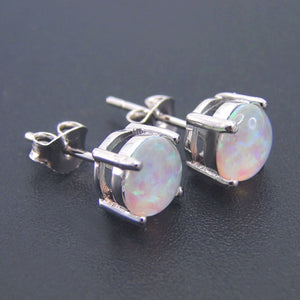 Fine Earring Women Earrings 6.9mm x 6.9mm Opal Jewelry Stud Earrings 100% 925 Sterling Silver Earrings for Girls Wedding Gift