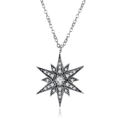 Gioielleria raffinata Collana in argento puro 925 stile vintage a forma di stella Collana con ciondolo per ragazze con zirconi intarsiati alla moda, adatta per matrimoni 