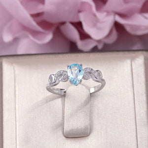 Fine Jewelry 925 Silver Sterling Topaz Rings for Women 100% Natural Topaz Oval Blue Gemstone Engagement Wedding Ring R-TO010