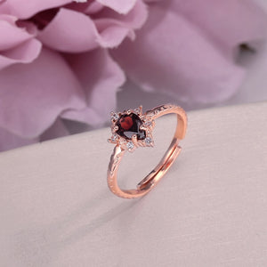 Fine Jewelry Garnet Rings For Women 100% Sterling Silver S925 Natural Gemstone Water Drop Red Ring Vintage Luxury Bijoux CCRI024