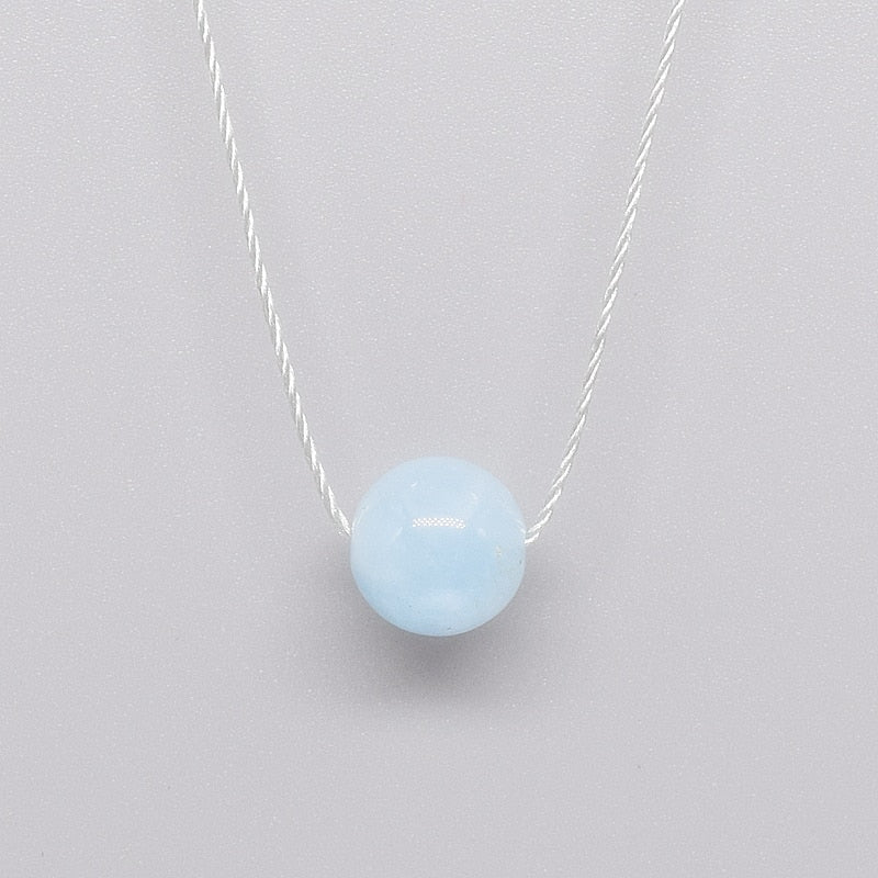 Gioielleria raffinata Marzo Birthstone Girocolli Collane Catena in argento 925 Corda Acquamarina naturale Pietre di cristallo Donne curative # O031N 