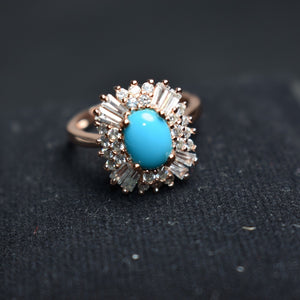 Fine Jewelry Real 925 Steling Silver s925 100% Natural Blue Turquoise Stone Gemstone Female Fine Turquoises Christmas Gift