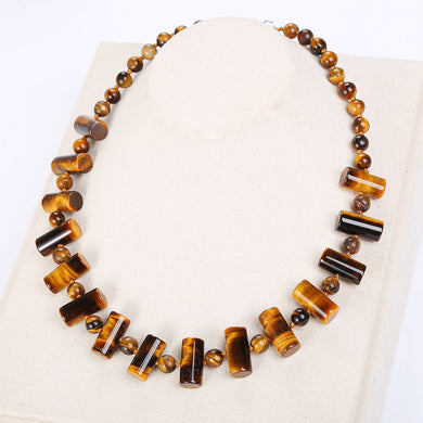 Fine Natural Stone Necklace Tiger Eye Necklace Men Jewelry Geometry Charm Female Power Gem Choker Necklace Long Coin Beads Star