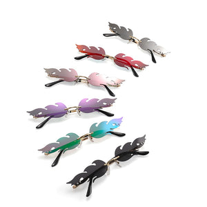 Fire shape Sunglasses Women smaill Size Frameless Cat eye Mirror Sun Glasses for women Lady Female Brand Designer