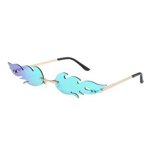 Fire shape Sunglasses Women smaill Size Frameless Cat eye Mirror Sun Glasses for women Lady Female Brand Designer