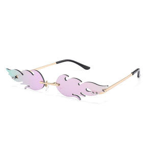 Fire shape Sunglasses Women smaill Size Frameless Cat eye Mirror Sun Glasses for women Lady Female Brand Designer