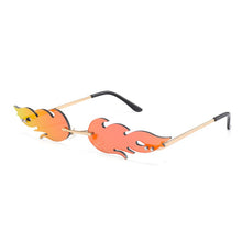 Load image into Gallery viewer, Fire shape Sunglasses Women smaill Size Frameless Cat eye Mirror Sun Glasses for women Lady Female Brand Designer