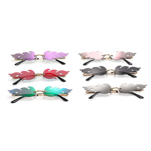 Fire shape Sunglasses Women smaill Size Frameless Cat eye Mirror Sun Glasses for women Lady Female Brand Designer