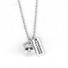 Load image into Gallery viewer, Fitness Gym dumbbell silver Charm Pendant necklace strong is beautiful women Men necklace fashion sports Jewelry Men Gift
