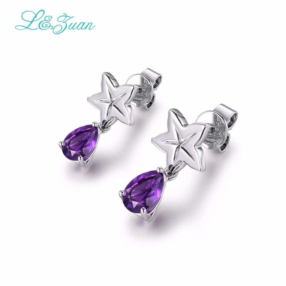Five-pointed Star 925 Sterling Silver Natrual Claret Stone Star Stud Earring Jewelry For Female Wedding Jewelry Boucle doreille