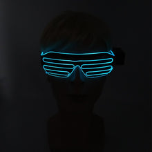 Load image into Gallery viewer, Flashing Rechargeable Shutter Sunglasses Cosplay Party Props Neon Decor Decorative LED Glasses For Halloween Dance Party