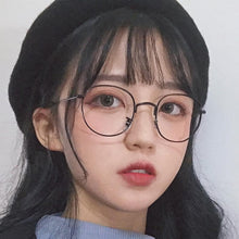 Load image into Gallery viewer, Flat Mirror Metal Eyewear Women Girls Solid Color Decorative Glasses Metal Round Spectacle Frame Fashion Retro Glasses Frame