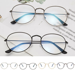 Flat Mirror Metal Eyewear Women Girls Solid Color Decorative Glasses Metal Round Spectacle Frame Fashion Retro Glasses Frame