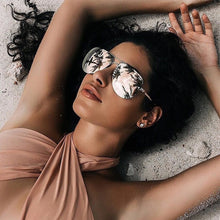 Load image into Gallery viewer, Flat Top Aviation Sunglasses Women UV400 Retro Brand Designer  Mirror Sun Glasses For Female Ladies Metal Frame Eyewear