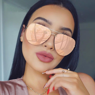 Flat Top Aviation Sunglasses Women UV400 Retro Brand Designer  Mirror Sun Glasses For Female Ladies Metal Frame Eyewear