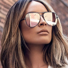 Load image into Gallery viewer, Flat Top Aviation Sunglasses Women UV400 Retro Brand Designer  Mirror Sun Glasses For Female Ladies Metal Frame Eyewear