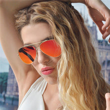Load image into Gallery viewer, Flat Top Aviation Sunglasses Women UV400 Retro Brand Designer  Mirror Sun Glasses For Female Ladies Metal Frame Eyewear