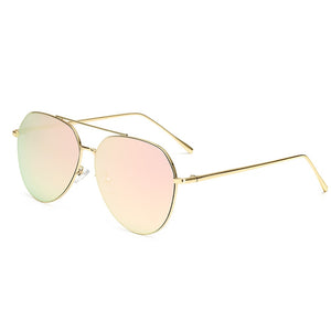 Flat Top Aviation Sunglasses Women UV400 Retro Brand Designer  Mirror Sun Glasses For Female Ladies Metal Frame Eyewear
