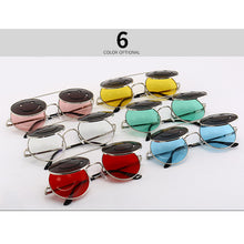 Load image into Gallery viewer, Flat Top Clamshell Goggles Round Brand Designer Metal Retro Men Women Flip Up Sun Glasses Vintage Gothic Steampunk Sunglasses