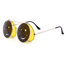 Load image into Gallery viewer, Flat Top Clamshell Goggles Round Brand Designer Metal Retro Men Women Flip Up Sun Glasses Vintage Gothic Steampunk Sunglasses