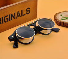 Load image into Gallery viewer, Flat Top Clamshell Goggles Round Brand Designer Metal Retro Men Women Flip Up Sun Glasses Vintage Gothic Steampunk Sunglasses