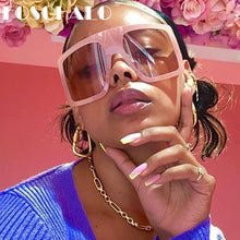 Load image into Gallery viewer, Flat Top Oversize Square Sunglasses Women Retro Gradient Sun Glasses Leopard Big Frame Vintage Sunglasses Eyewear UV400