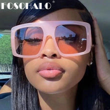 Load image into Gallery viewer, Flat Top Oversize Square Sunglasses Women Retro Gradient Sun Glasses Leopard Big Frame Vintage Sunglasses Eyewear UV400