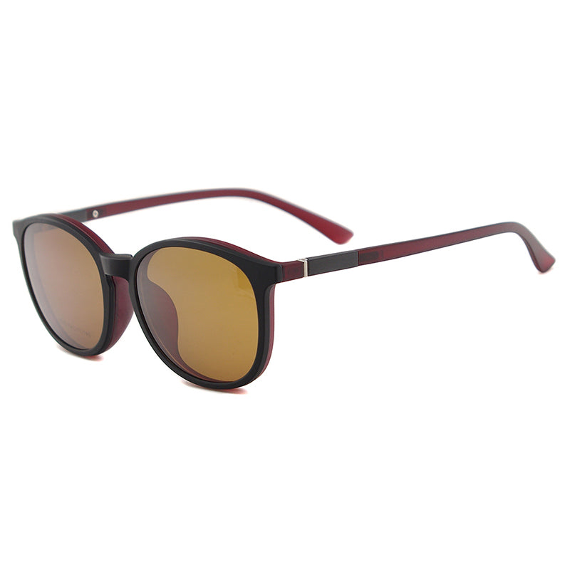 Flexible Plastic Vintage Round Sun Glasses Women Magnetic Polarized Prescription Sunglasses For Myopia Lens With Clip On