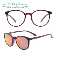 Load image into Gallery viewer, Flexible Plastic Women Round Retro Sun Glasses Polarized Clip On Sunglasses Driving Glasses For Prescription Lenses
