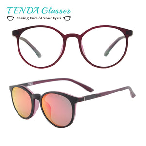 Flexible Plastic Women Round Retro Sun Glasses Polarized Clip On Sunglasses Driving Glasses For Prescription Lenses