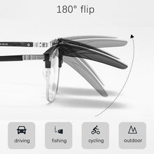 Load image into Gallery viewer, Flip Up Clip On Glasses Men Polarized Lens Photochromic Sunglasses Night Vision Mirrored Lens Driver Goggles Driving Glasses UV