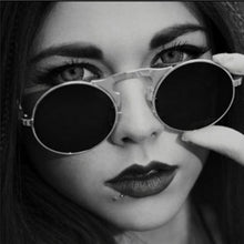 Load image into Gallery viewer, Flip Up Gothic Steampunk Sunglasses Round Brand Vintage Sun Glasses  Designer Metal Retro Men Women Flat Top Clamshell Goggles